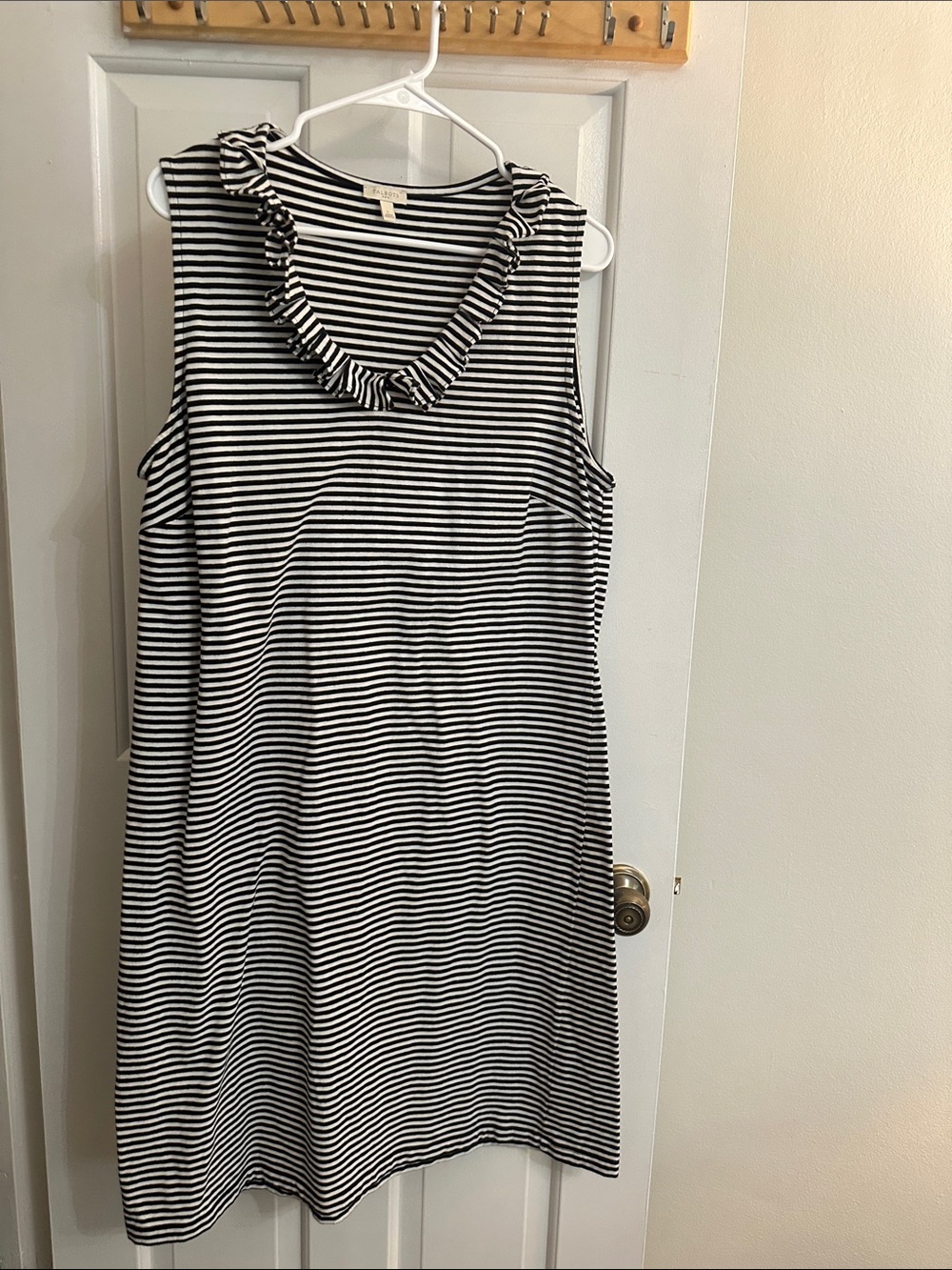 Talbots Black and White Striped Sleeveless Dress